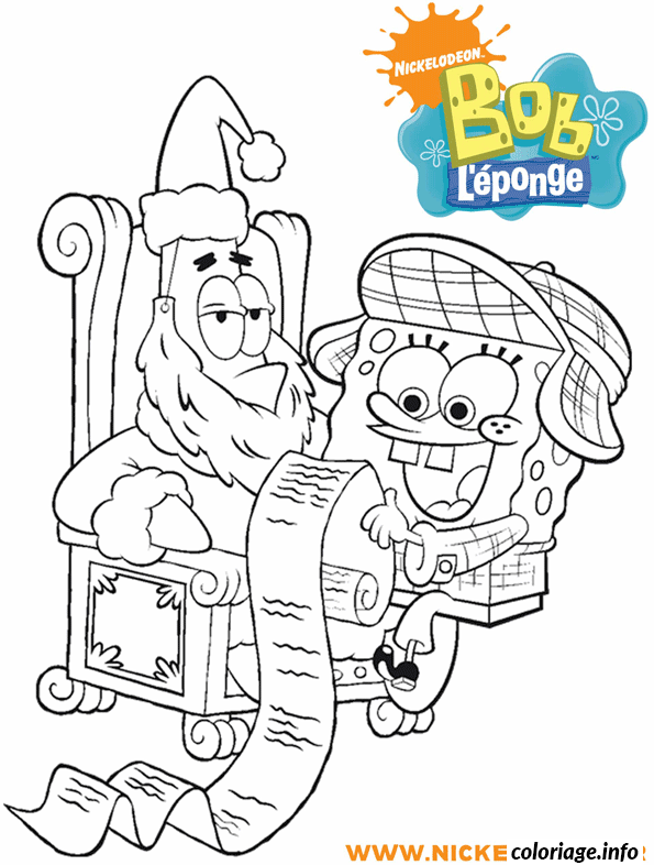 Coloriage Bob l'Éponge en costume de travail - Bob l'éponge à imprimer