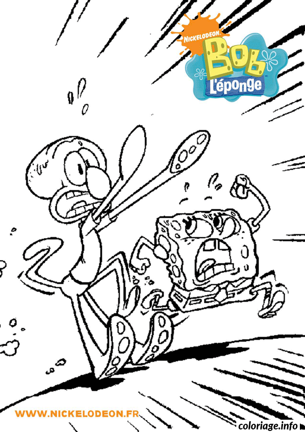 Coloriage Bob l'Éponge portant son costume de chef - Bob l'éponge à imprimer