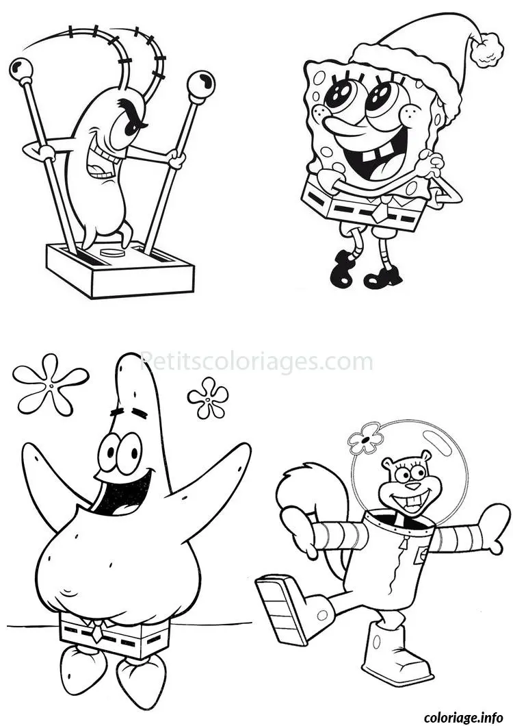 Coloriage Bob l'Éponge riant dans l'océan - Bob l'éponge à imprimer