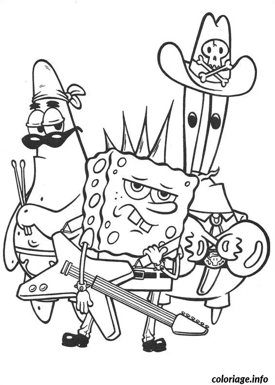 Coloriage Bob l'Éponge rigolo en gros plan - Bob l'éponge à imprimer