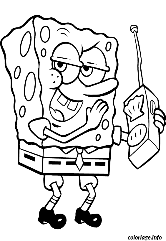 Coloriage Bob l'Éponge en action culinaire - Bob l'éponge à imprimer