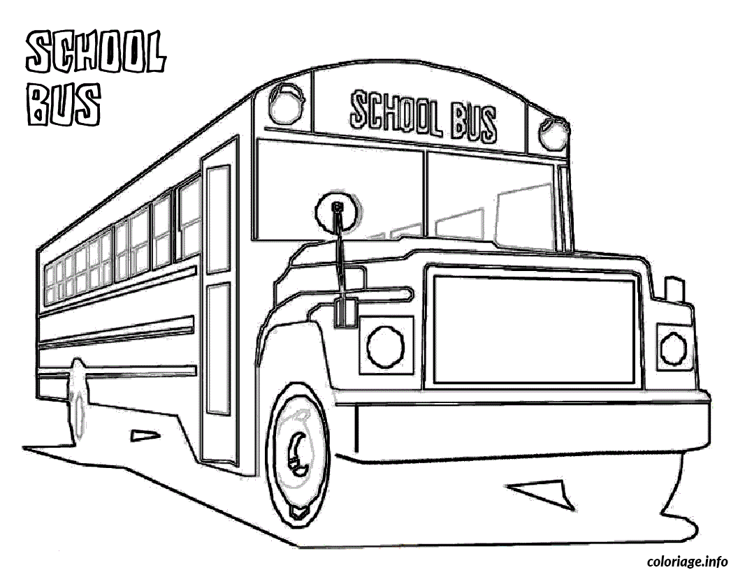 Coloriage Bus scolaire jaune en route - Dessin à imprimer
