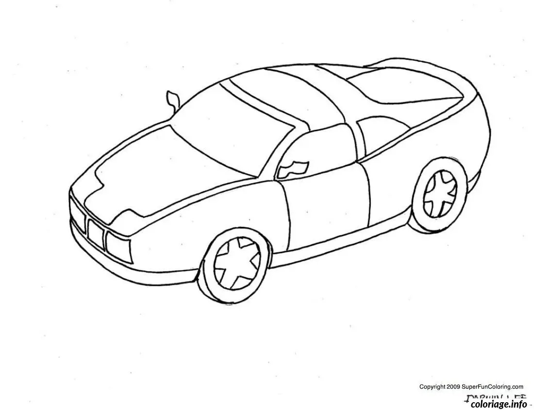 Coloriage Voiture classique élégante en perspective - Voiture à imprimer