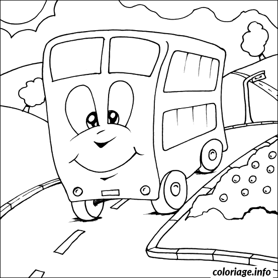 Coloriage Bus scolaire jaune transportant des enfants - Dessin à imprimer