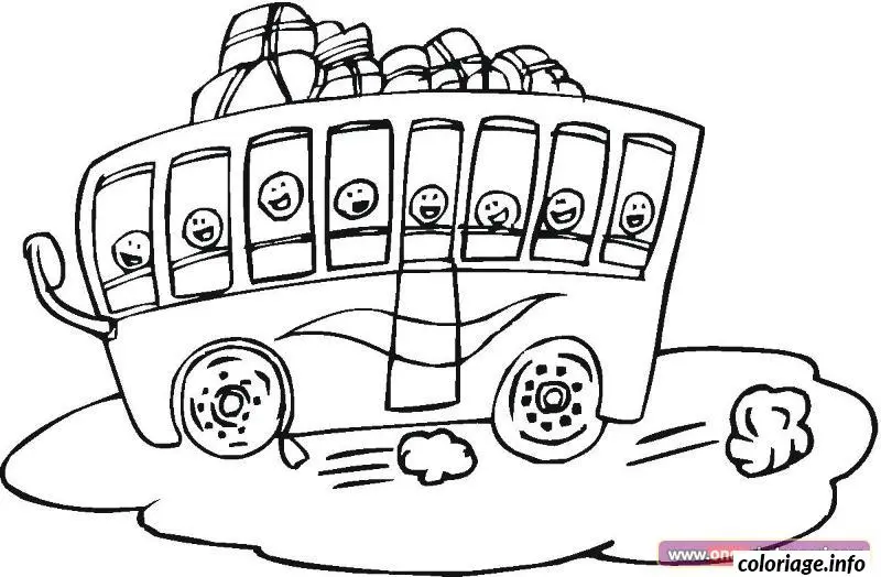 Coloriage Bus scolaire jaune à colorier pour enfants - Dessin à imprimer