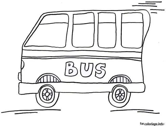 Coloriage Bus scolaire jaune roulant sur la route - Dessin à imprimer
