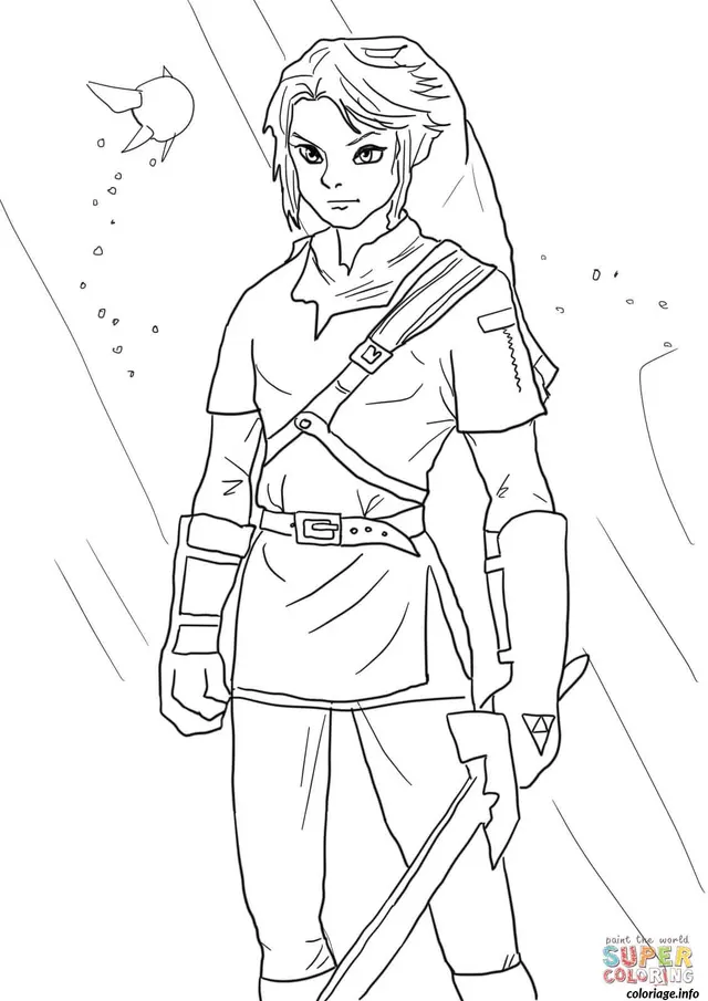 Coloriage Link à l'épée dans Zelda - Dessin à imprimer