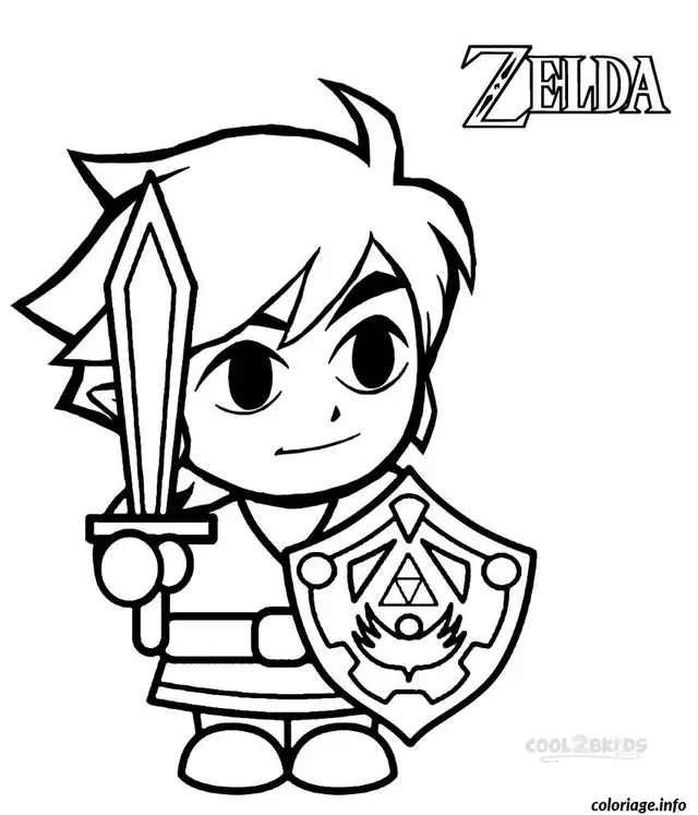 Coloriage Link combattant avec l'épée de légende - Dessin à imprimer