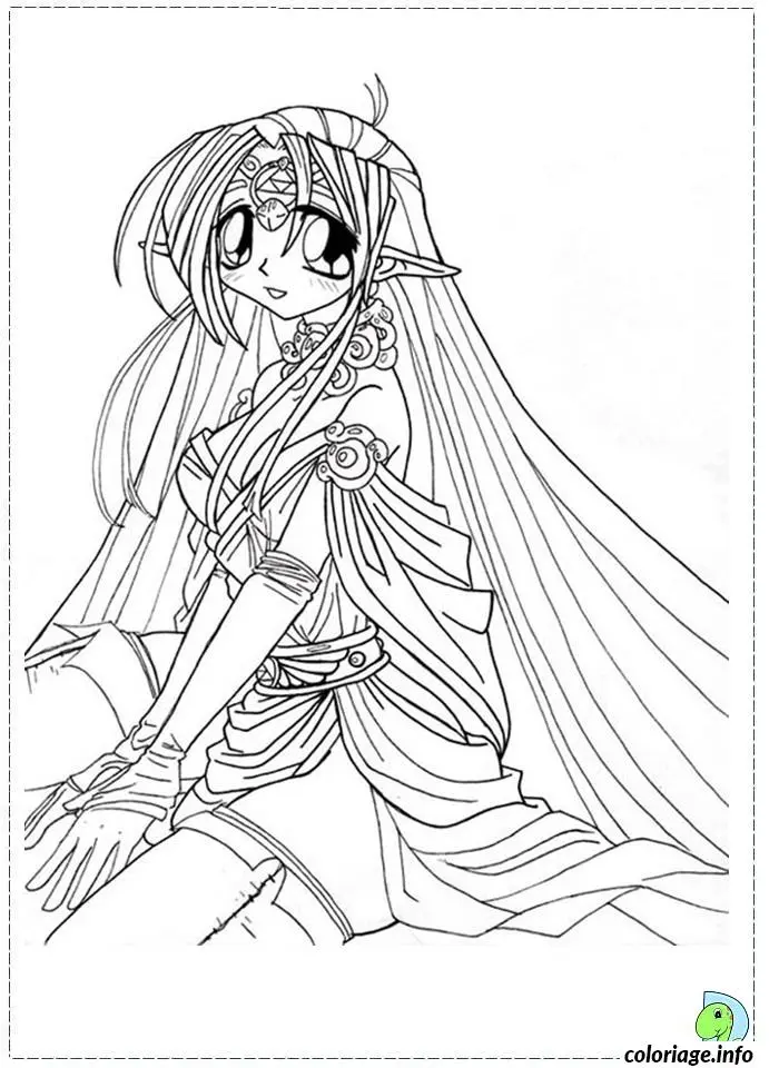 Coloriage Princesse Zelda dans son château magique - Dessin à imprimer
