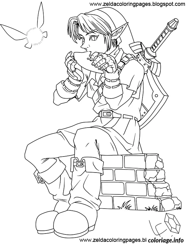 Coloriage Link défendant le château Hyrule - Dessin à imprimer