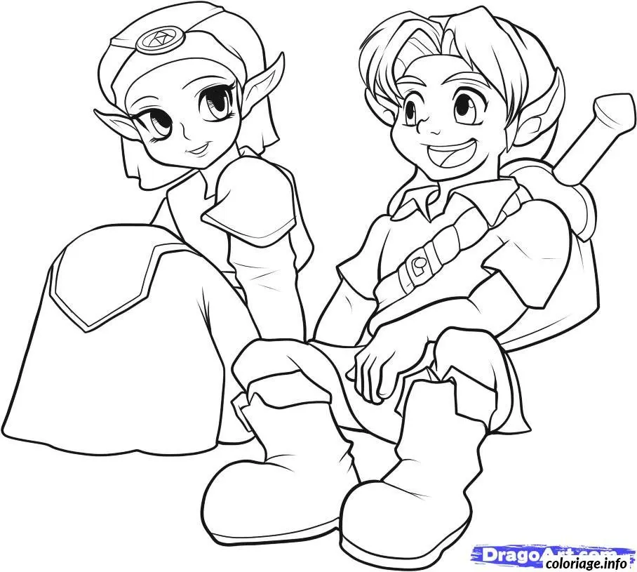 Coloriage Princesse Zelda dans son château enchanté - Dessin à imprimer