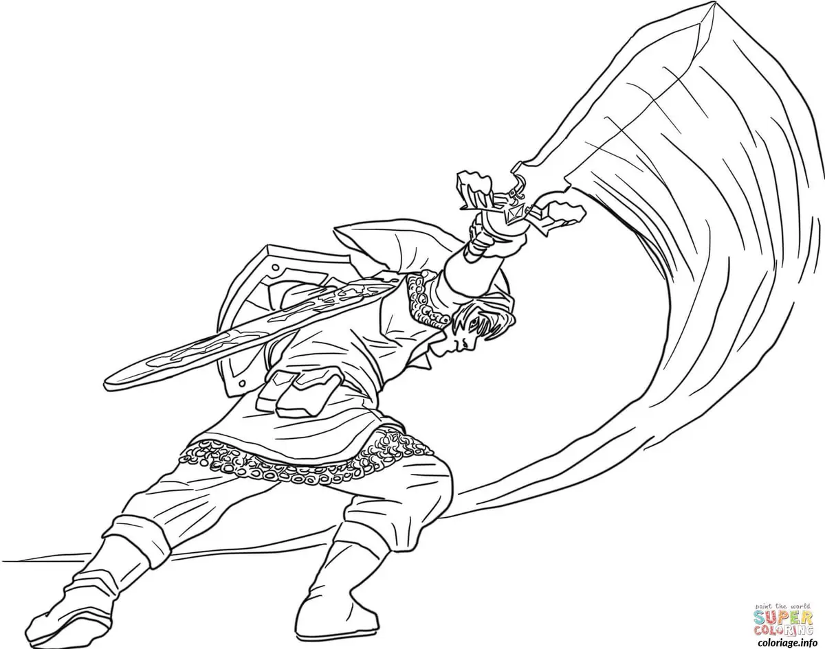 Coloriage Link héros de Hyrule en armure - Dessin à imprimer