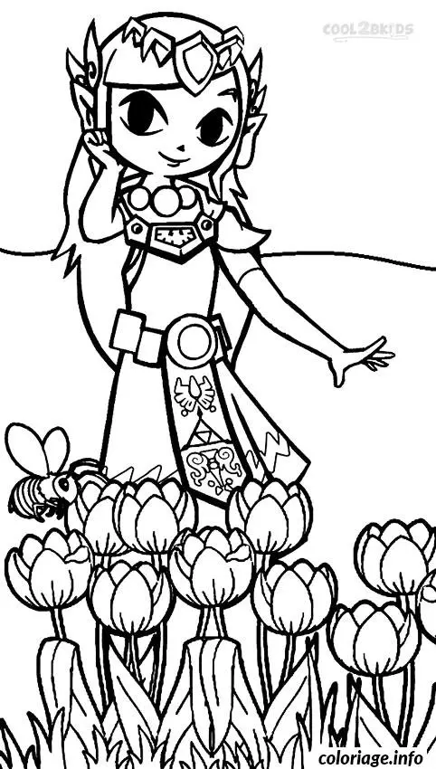 Coloriage Zelda princesse enchantée de Hyrule - Dessin à imprimer