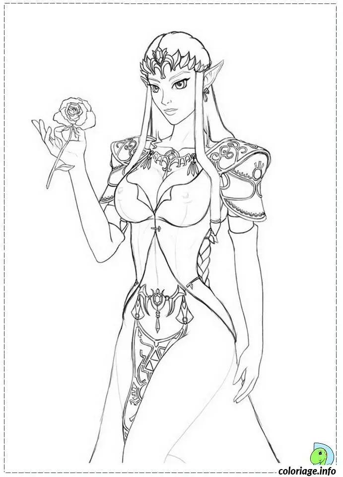 Coloriage Zelda princesse du royaume enchantée - Dessin à imprimer