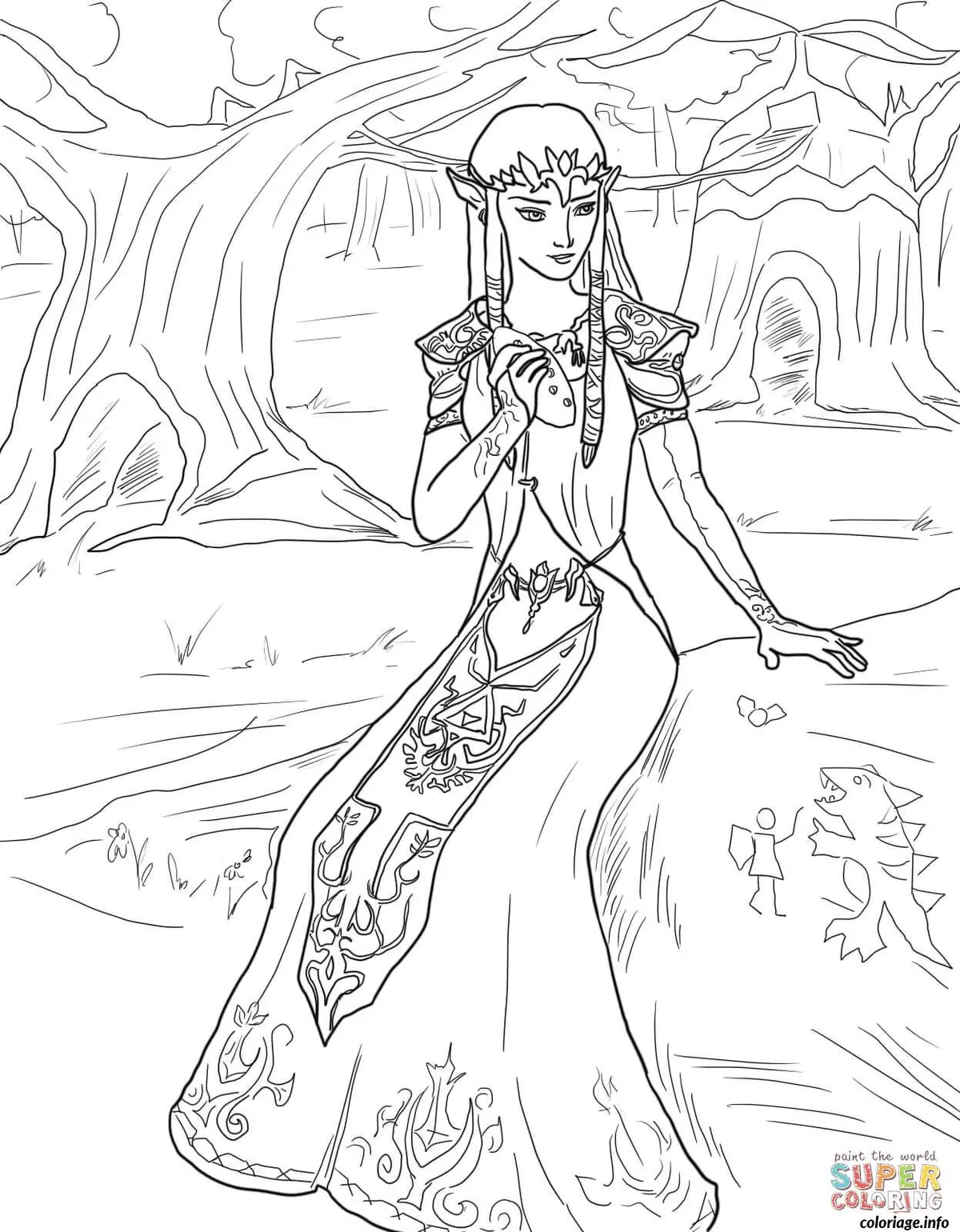 Coloriage Link explorant une caverne mystérieuse - Dessin à imprimer
