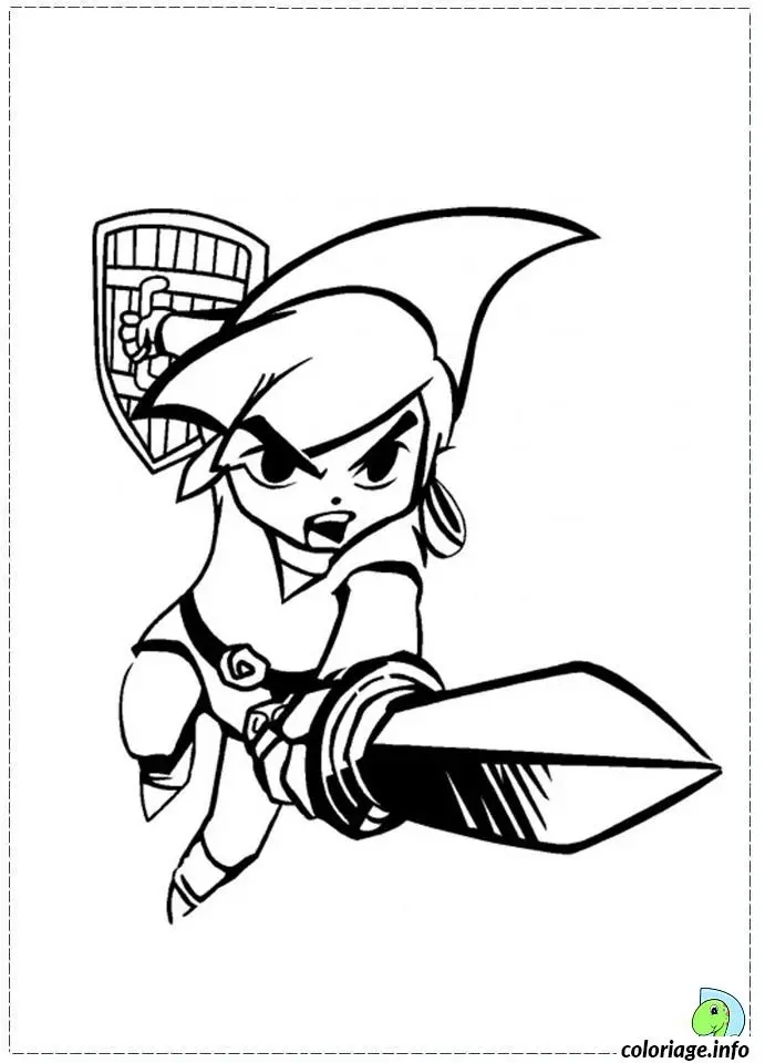Coloriage Link à l'épée dans Zelda - Dessin à imprimer