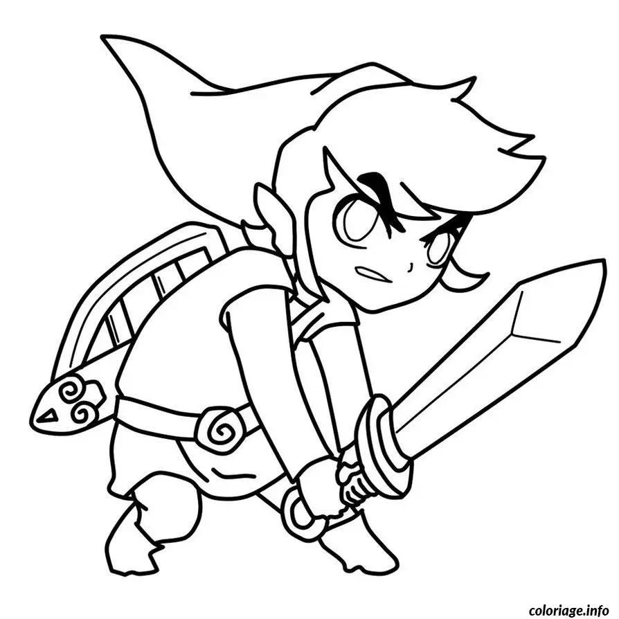 Coloriage Link à l'épée dans The Legend of Zelda - Dessin à imprimer