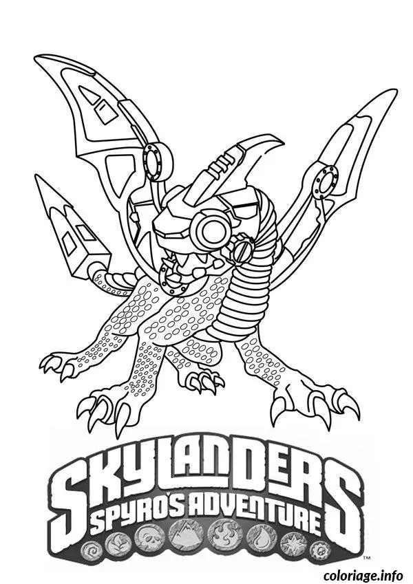 Coloriage Skylanders géant cracheur de feu en action - Skylanders à imprimer