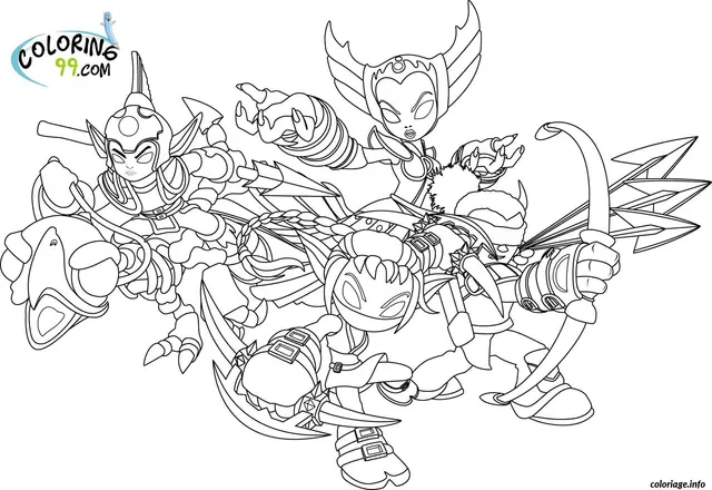 Coloriage Skylanders héros en formation de combat - Skylanders à imprimer