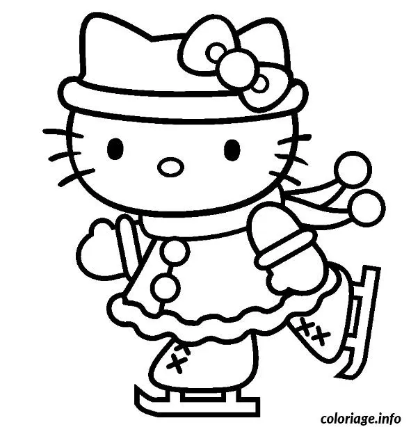 Coloriage Hello Kitty tenant un cœur rose - Hello kitty à imprimer
