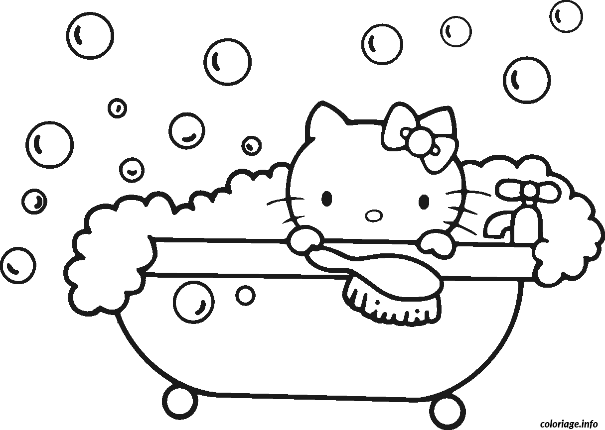 Coloriage Hello Kitty tenant une fleur colorée - Hello kitty à imprimer
