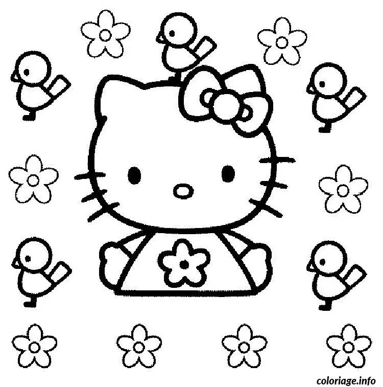 Coloriage Hello Kitty dansant joyeusement - Hello kitty à imprimer