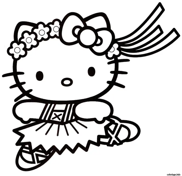 Coloriage Hello Kitty tenant un cœur rose - Hello kitty à imprimer