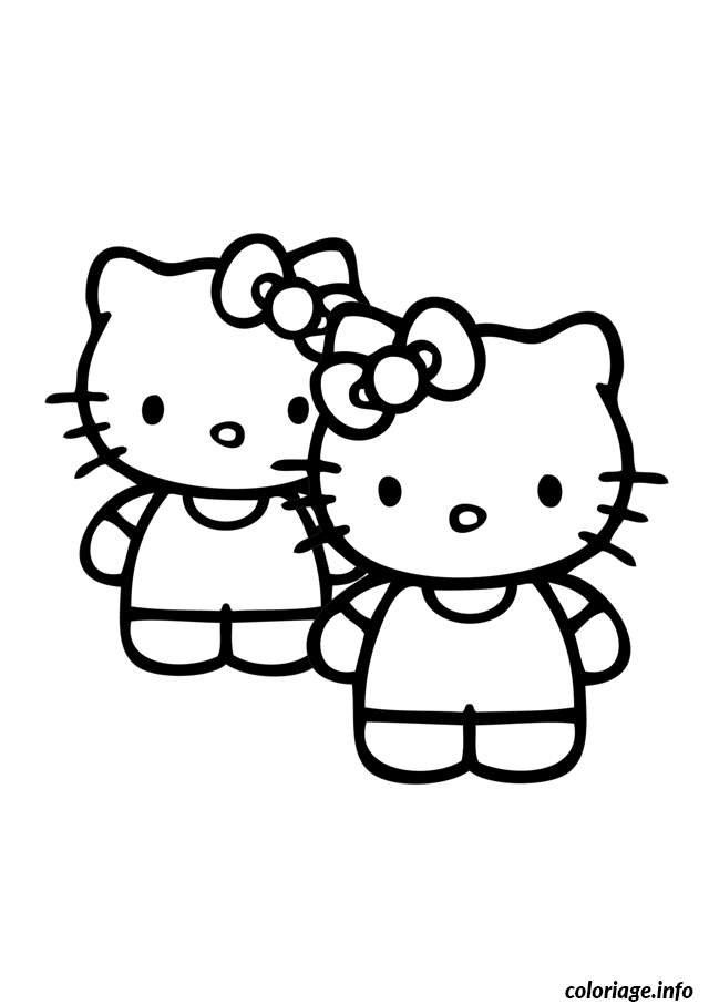 Coloriage Hello Kitty avec nœud rose - Hello kitty à imprimer