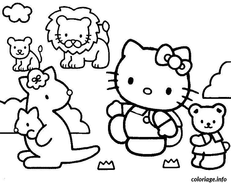 Coloriage Hello Kitty avec nœud rose - Hello kitty à imprimer