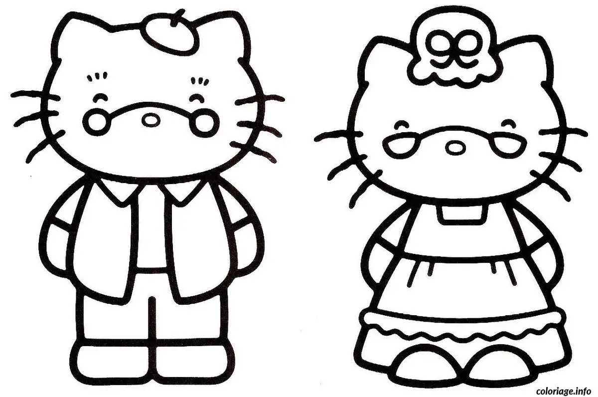 Coloriage Hello Kitty entourée de fleurs et papillons - Hello kitty à imprimer