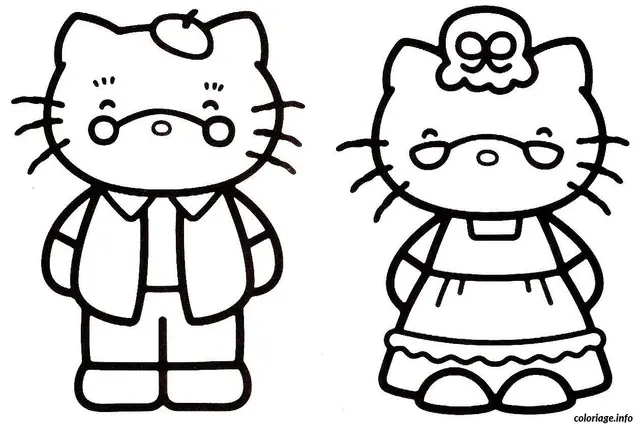 Coloriage Hello Kitty entourée de fleurs et papillons - Hello kitty à imprimer