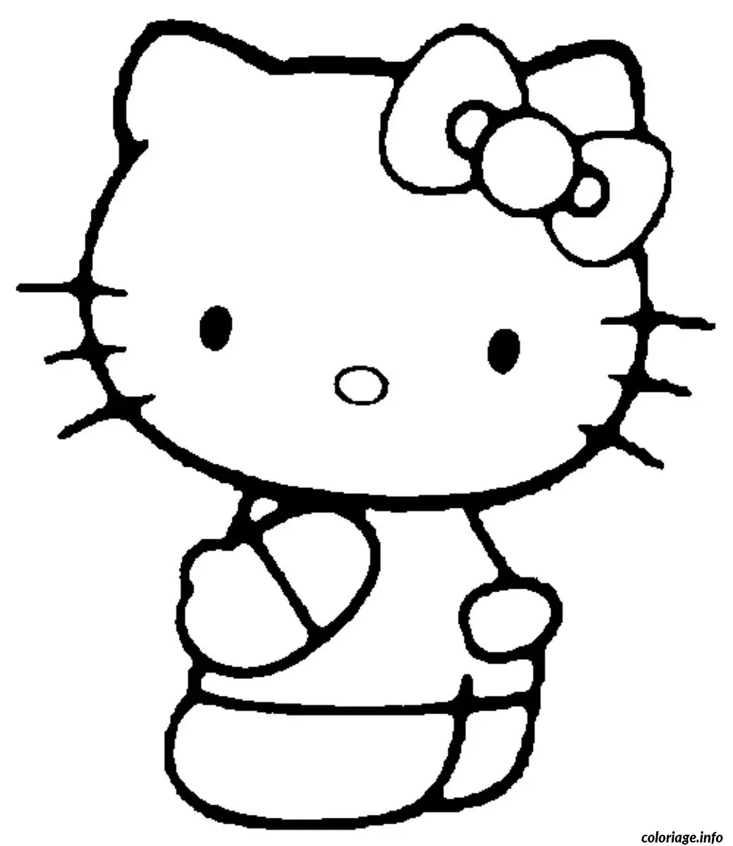 Coloriage Hello Kitty souriante avec accessoires - Hello kitty à imprimer