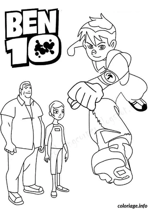 Coloriage Ben 10 prêt au combat - Ben 10 à imprimer