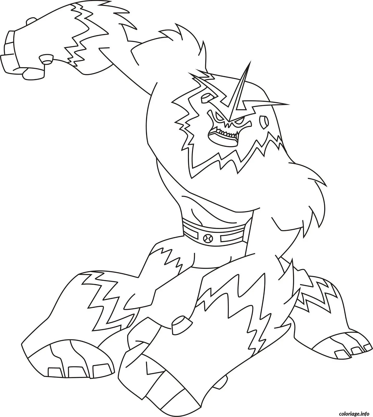 Coloriage Ben 10 transformé en créature puissante - Ben 10 à imprimer