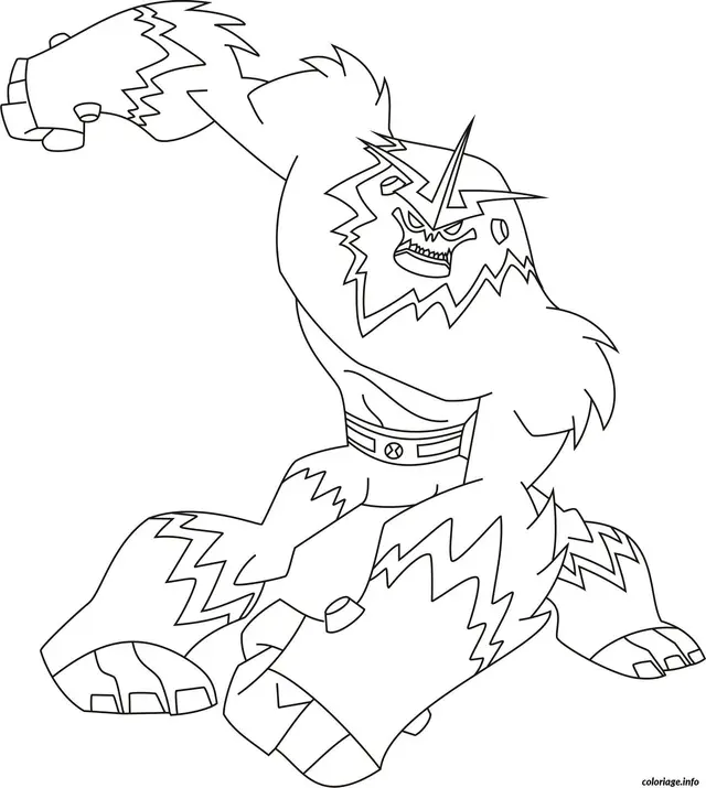 Ben 10 Transformed into a Powerful Alien coloring page to print