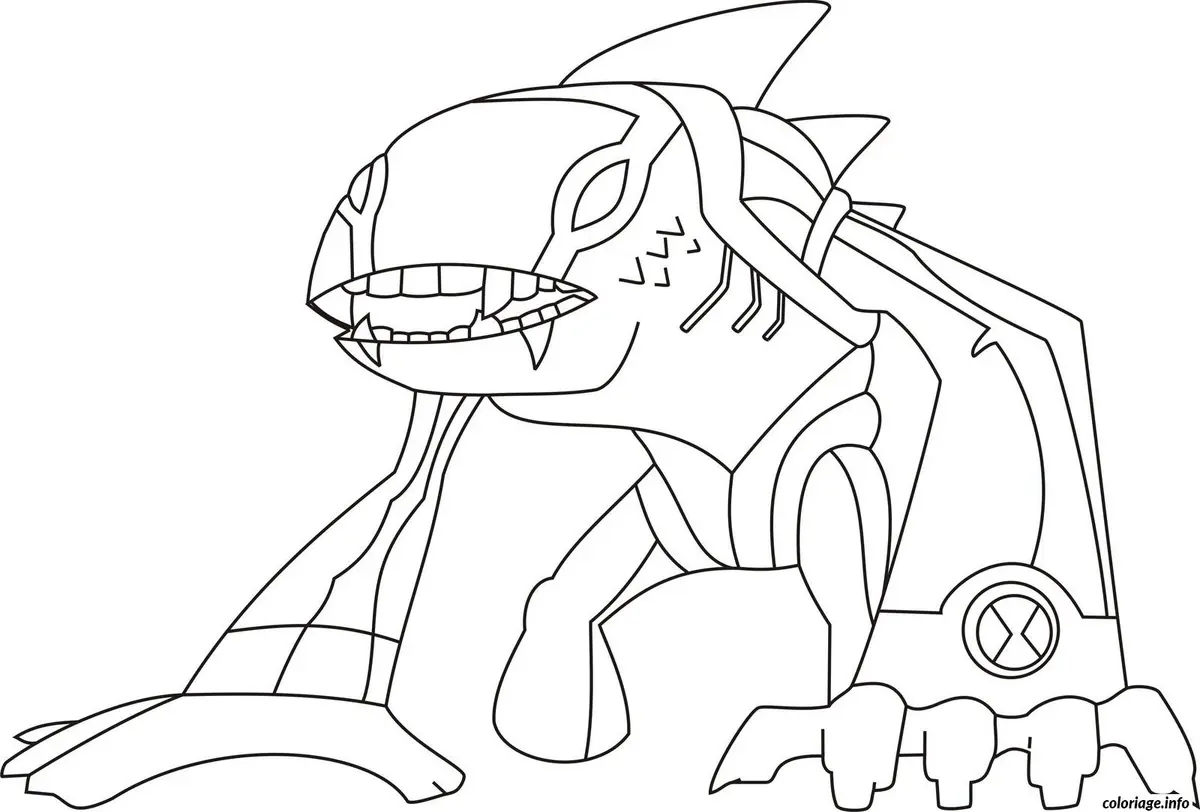 Ausmalbild Ben 10 mit außerirdischer Transformation zum Ausdrucken