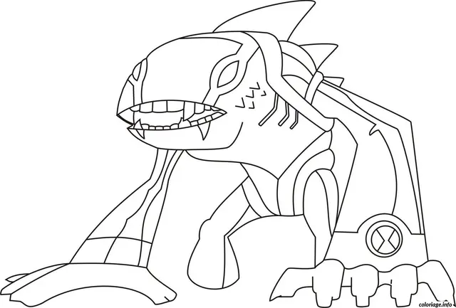Coloriage Ben 10 avec transformation extraterrestre - Ben 10 à imprimer