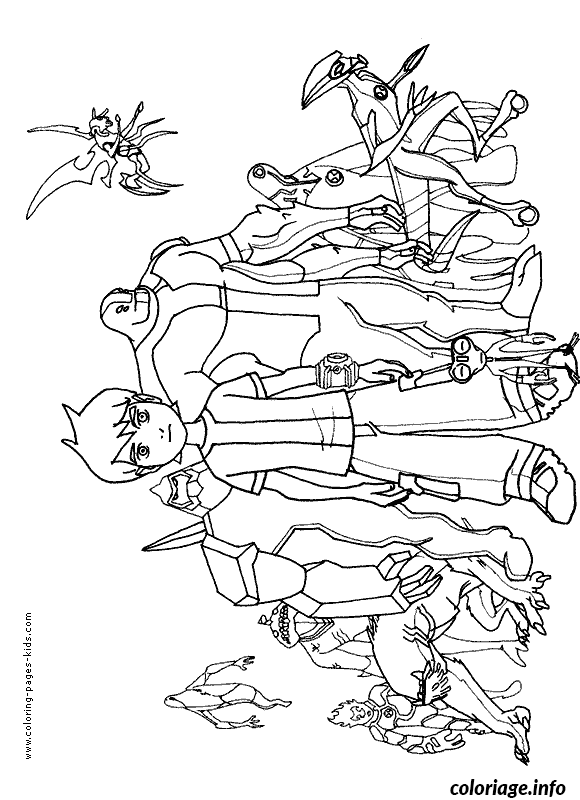 Coloriage Ben 10 en costume de héros - Ben 10 à imprimer
