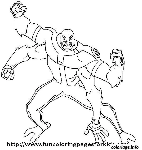 Coloriage Ben 10 en position de combat dynamique - Ben 10 à imprimer