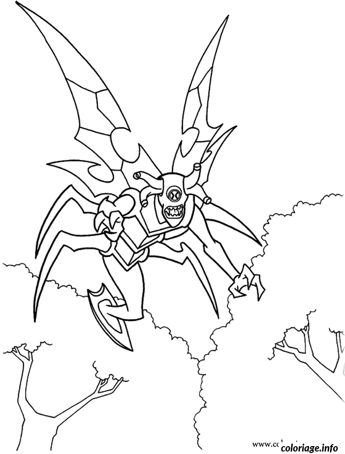 Coloriage Ben 10 et ses transformations spectaculaires - Ben 10 à imprimer