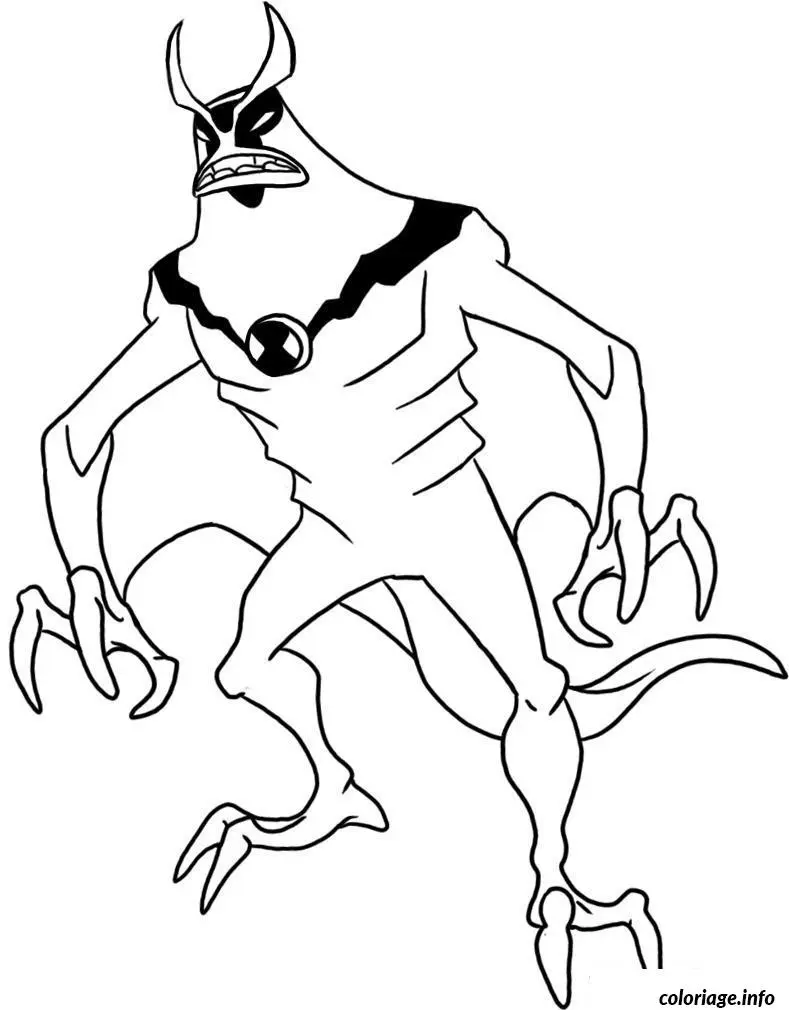 Ausmalbild Ben 10 als Ghostfreak zum Ausdrucken