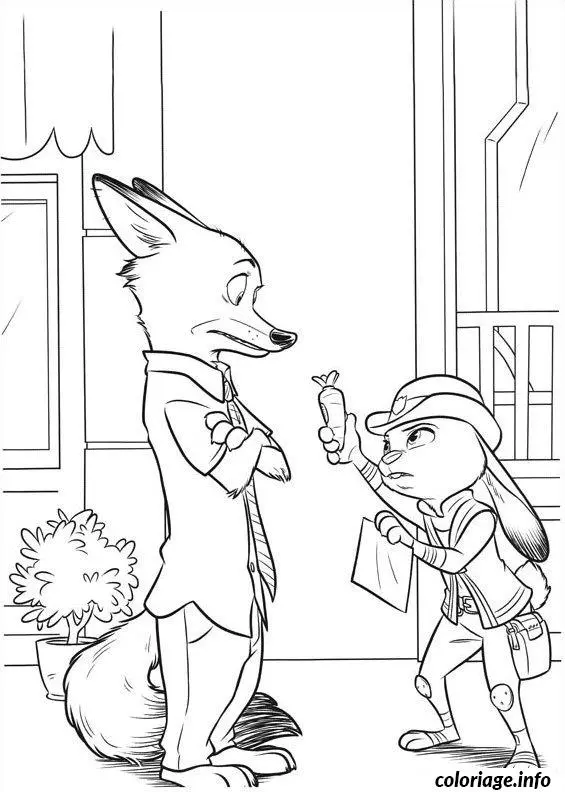 Coloriage Zootopie dessin 08 - Zootopie à imprimer