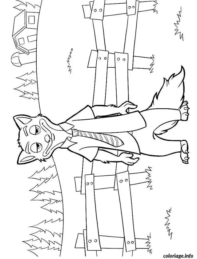 Coloriage Zootopie dessin nick wilde - Zootopie à imprimer