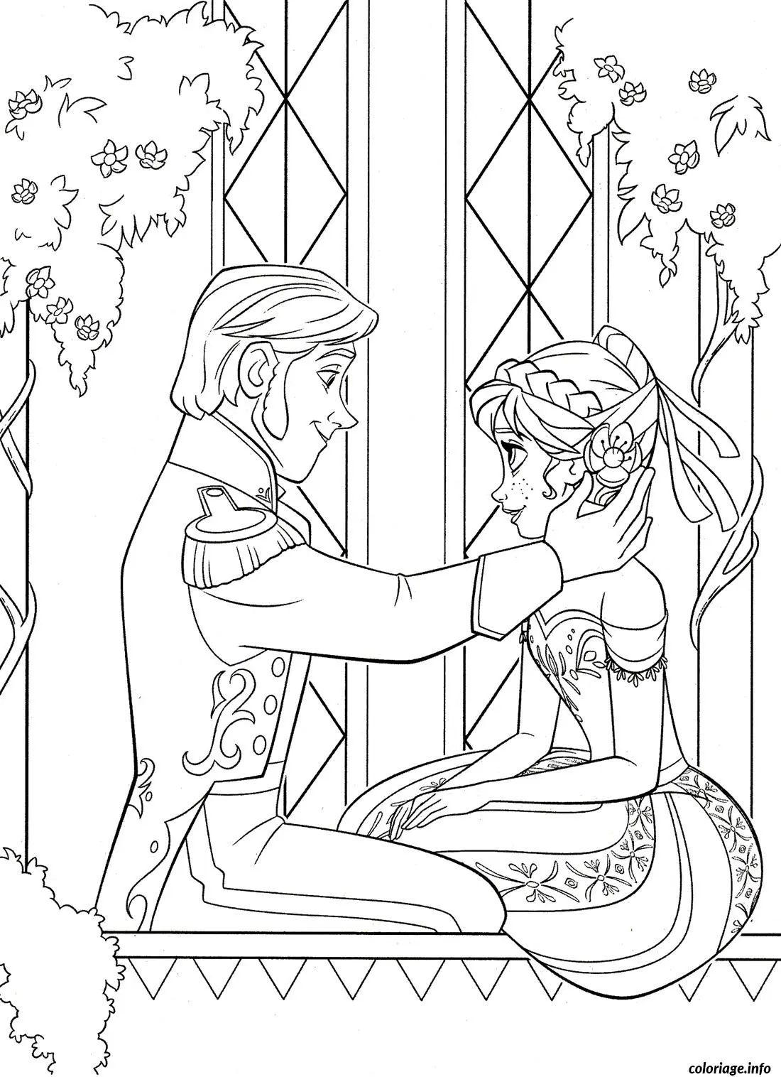 Coloriage Dessin reine neige disney anna hans - Dessin à imprimer