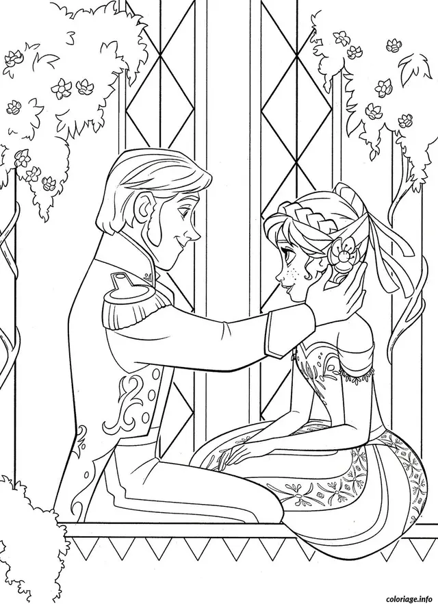 Coloriage Dessin reine neige disney anna hans - Dessin à imprimer