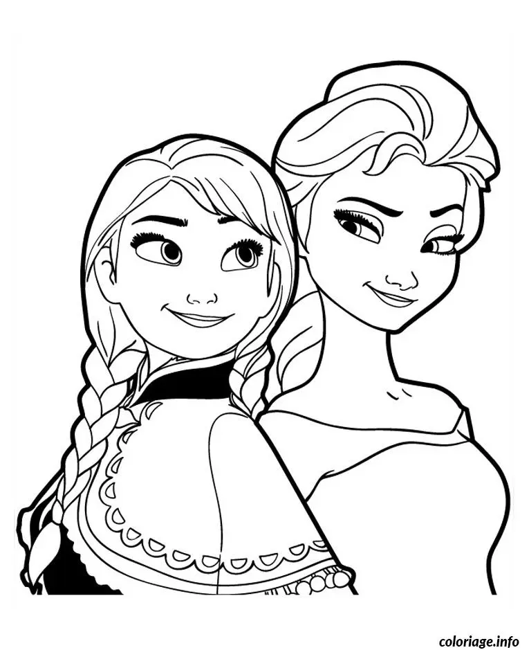 Coloriage Dessin reine neige disney visages - Dessin à imprimer