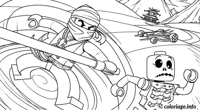 Coloriage Dessin ninjago tournade voiture zombie - Ninjago à imprimer