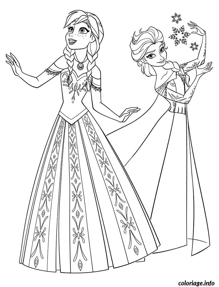 Coloriage Reine des neiges anna et elsa princesse - Princesse à imprimer
