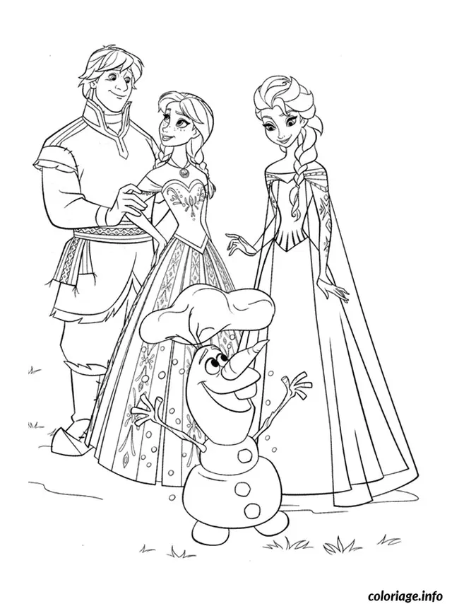 Coloriage Reine des neiges avec flocons cristallins - La Reine des neiges à imprimer
