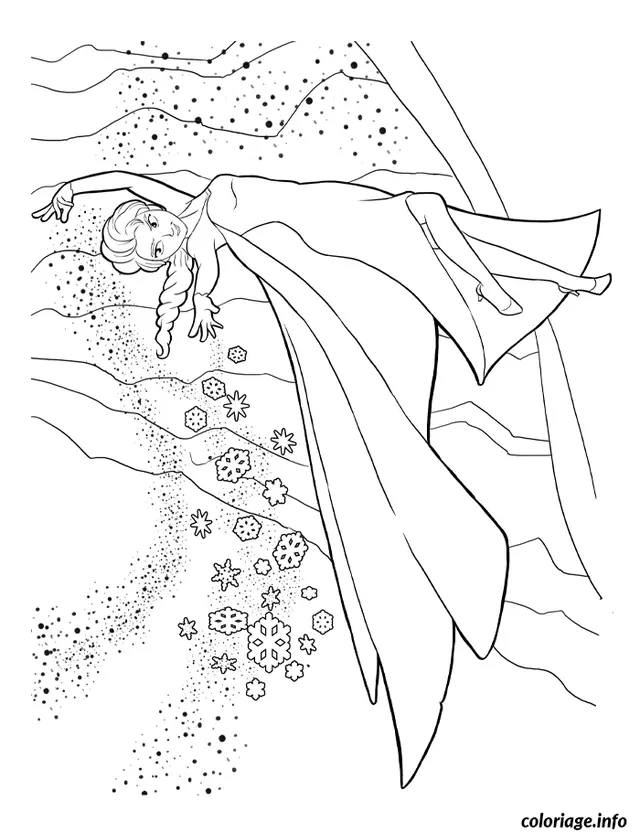 Coloriage Reine des neiges paysage de neige - La Reine des neiges à imprimer